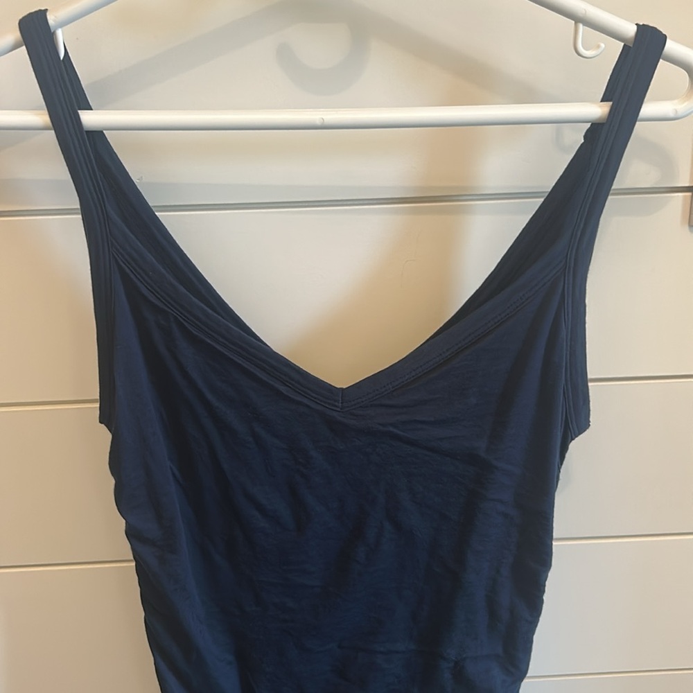 Velvet Blue Ruched Dress - Picture 5 of 5